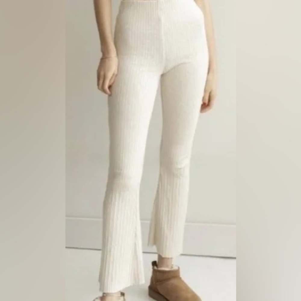 Urban outfitters cream flare ribbed pants - size large
